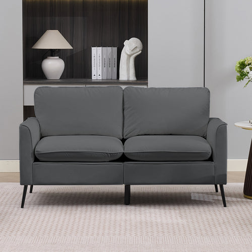 TS Nordic Retro Faux Leather Loveseat Sofa 55.91" Light Gray