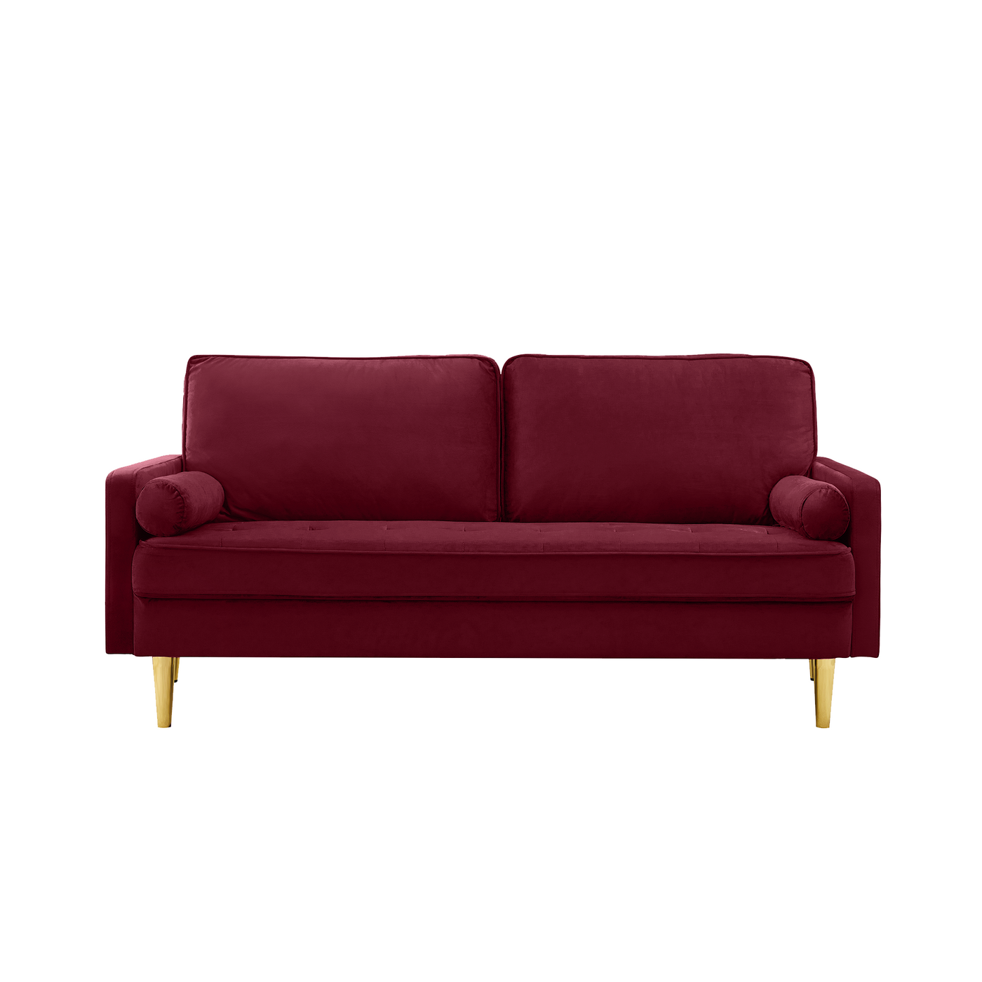 Sofa Minimalist Velvet Red Gold Metal Legs 2 Seat 65 In 800 LB