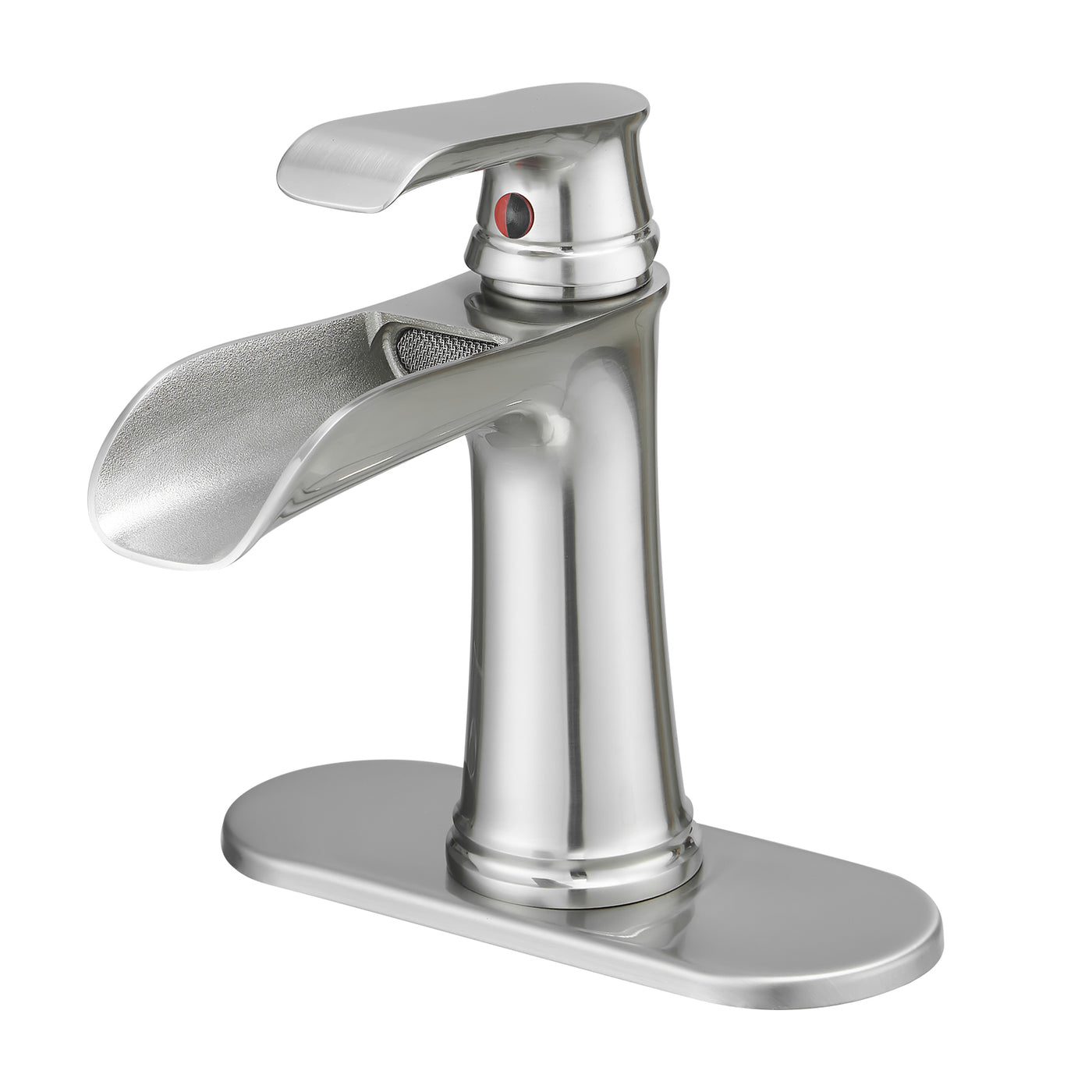 Bathroom Sink Faucet Waterfall Brushed Nickel Pop Up Drain