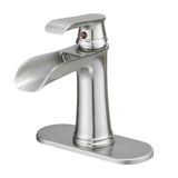 Bathroom Sink Faucet Waterfall Brushed Nickel Pop Up Drain