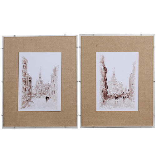 European Cities Watercolor Framed Prints Set of 2, 24x30