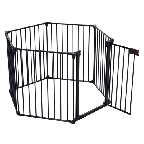 150' Adjustable Safety Gate 6 Panels Play Yard Metal Doorways Fireplace Fence Ch