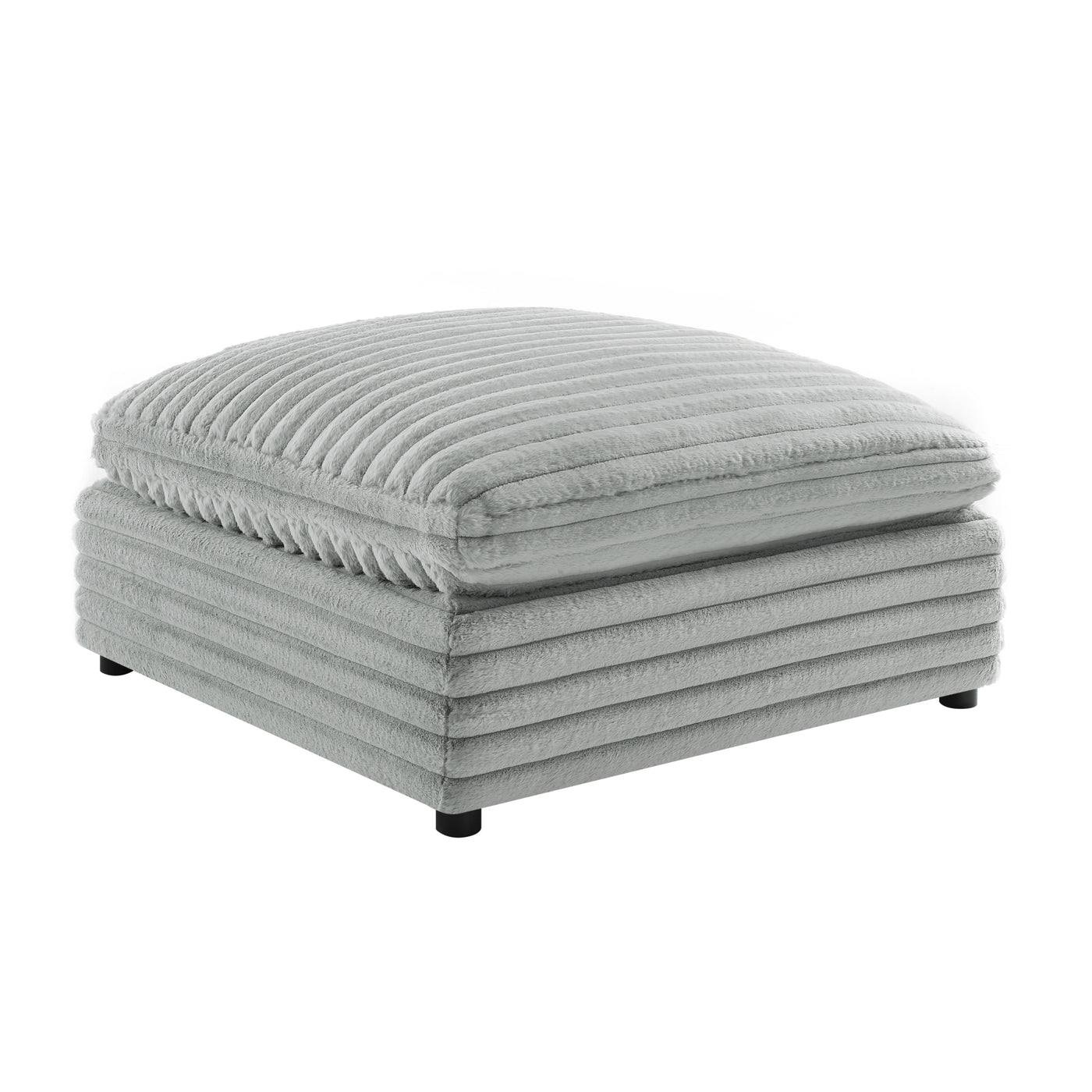 Gray Square Ottoman Plush Polyester Cord 40 in.
