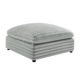 Gray Square Ottoman Plush Polyester Cord 40 in.