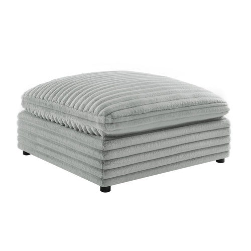 Gray Square Ottoman Plush Polyester Cord 40 in.