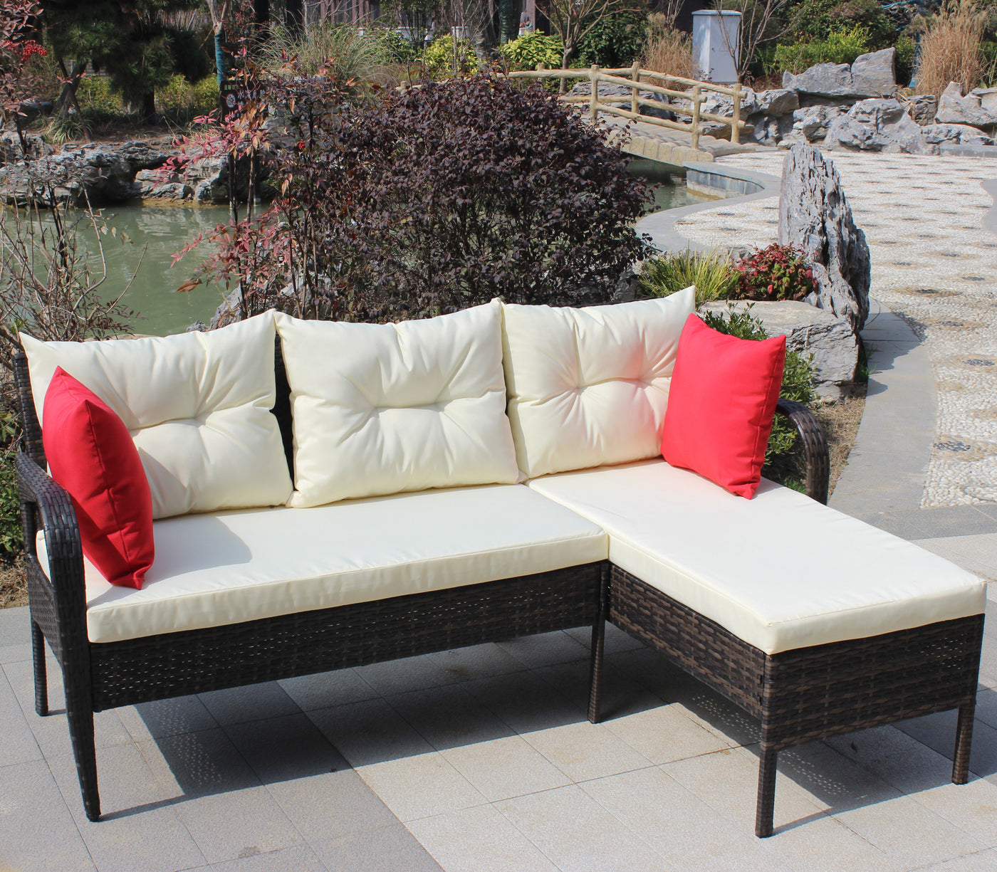 Outdoor Conversation Set PE Rattan 2 Piece Brown