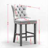 Velvet Bar Table Set Tufted Beige