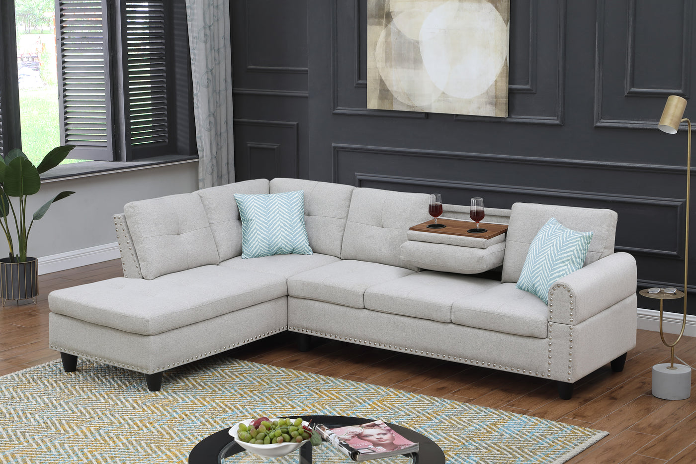 Light Grey 2pc Accent Pillow for Sectional Sofa