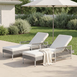 PE Rattan Chaise Lounge Chair Set of 2, Adjustable Recliner