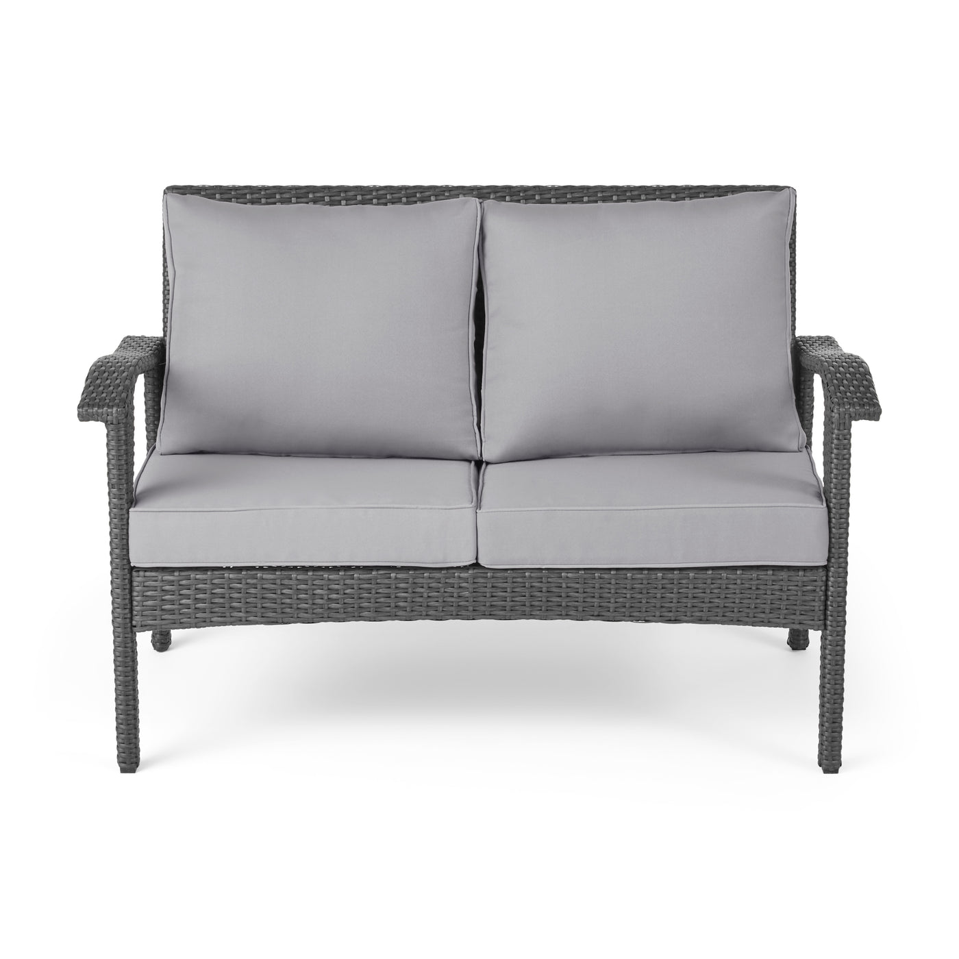 Honolulu Grey PE Rattan Loveseat Patio Sofa Wicker Cushioned