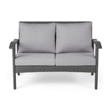 Honolulu Grey PE Rattan Loveseat Patio Sofa Wicker Cushioned