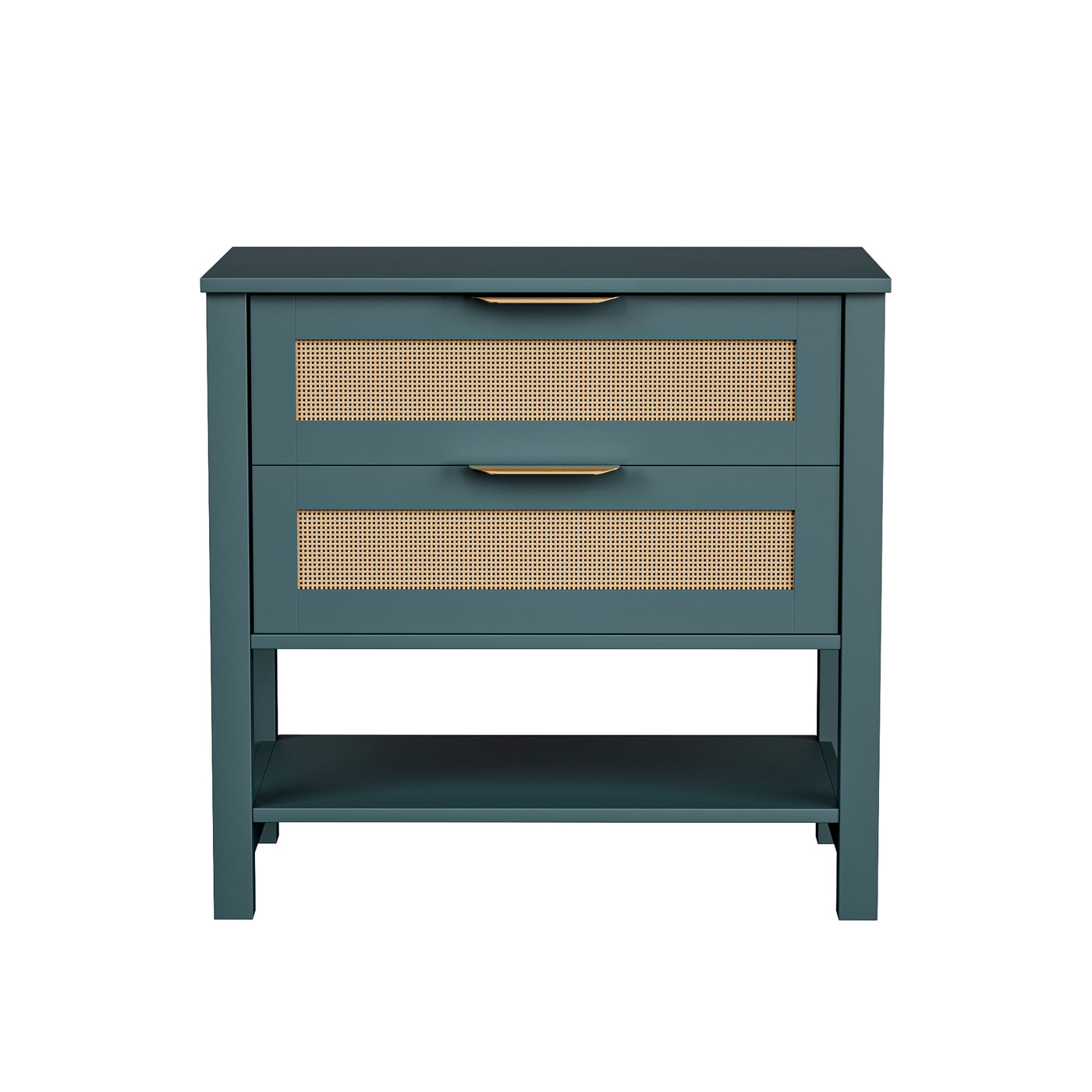 Rattan Nightstand 2 Drawer Boho Bedside Table