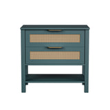 Rattan Nightstand 2 Drawer Boho Bedside Table