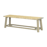 Farmhouse Solid Wood Rattan Bench 59 Inch Indoor Outdoor