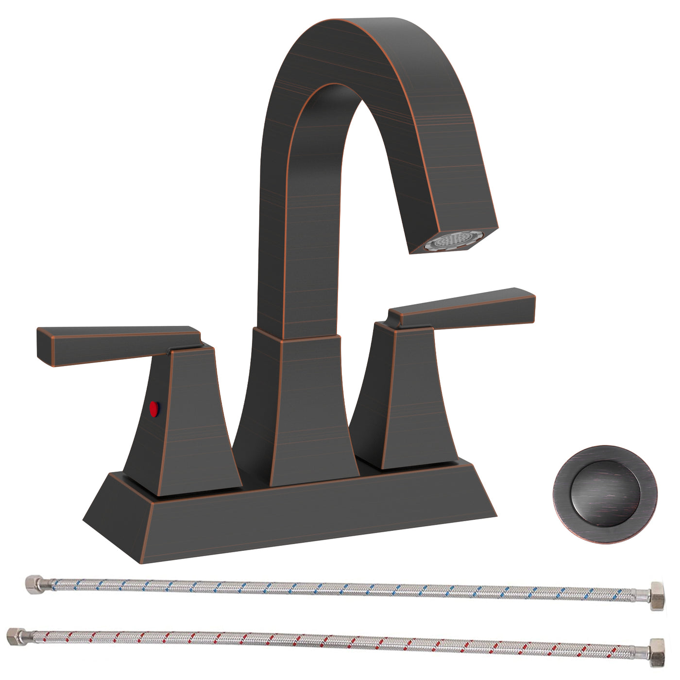 2-Handle Oil Rubbed Bronze Bathroom Sink Faucet 4" Center Set