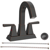 2-Handle Oil Rubbed Bronze Bathroom Sink Faucet 4" Center Set
