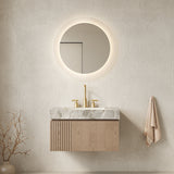 30' Floating Bathroom Vanity with Sintered Stone Top and Ceramic Basin, Heidelberg