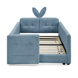 Sky Blue Twin Upholstered Platform Bed Boucle Fabric