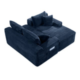 L-Shape Modular Corduroy Sectional Sofa with Chaise Blue 94"