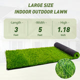 Realistic Deluxe Artificial Grass Synthetic Thick Lawn Turf Carpet (3 FT x5 FT