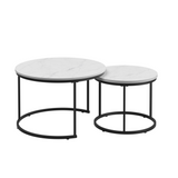 Round Wood Nesting Tables Set of 2 White