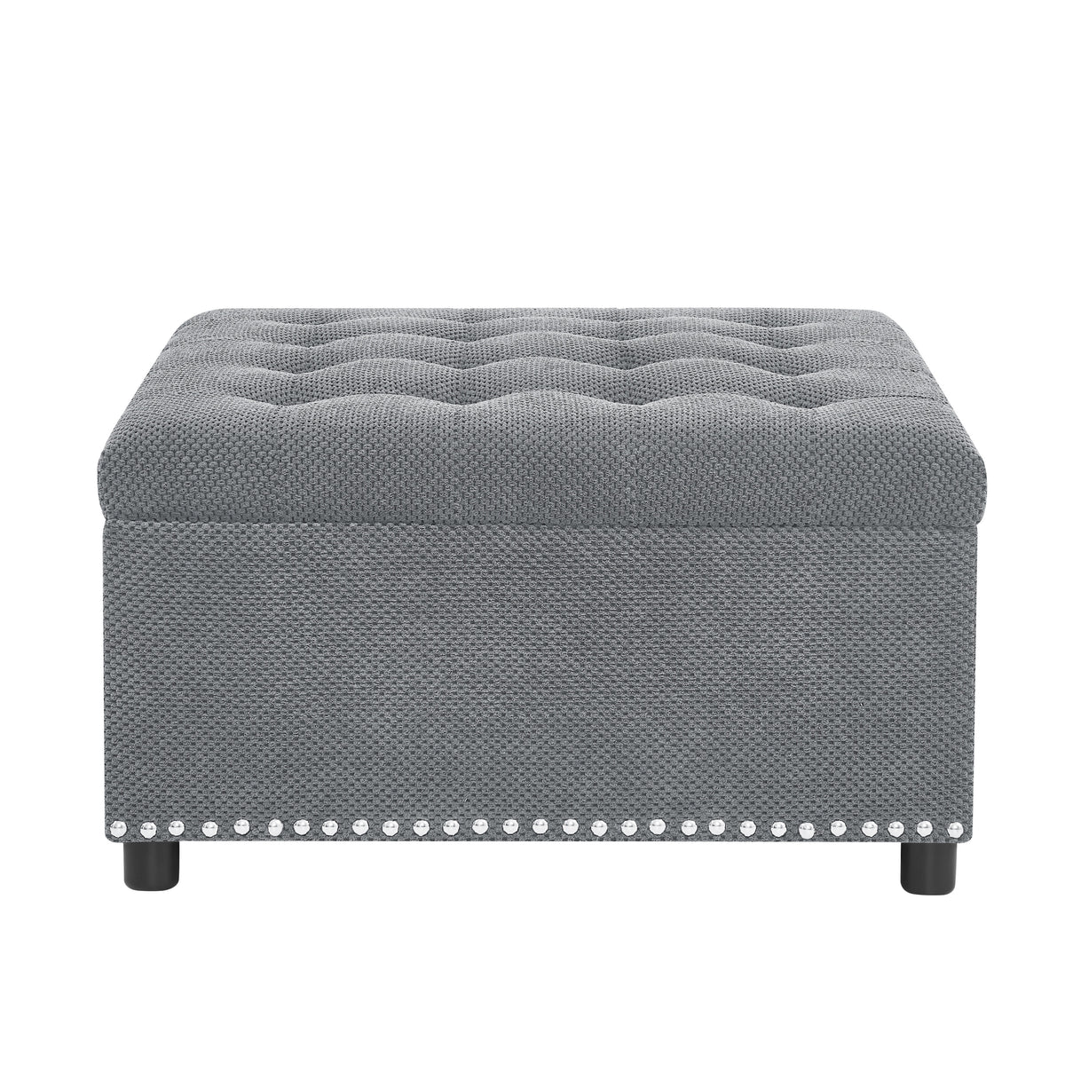 Wood Ottoman Light Gray