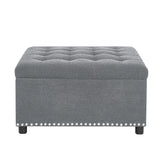 Wood Ottoman Light Gray