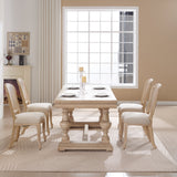 French Country Upholstered Dining Chairs Set of 2, Beige
