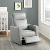 Smoke Faux Leather Swivel Recliner Chair Gliding Motion