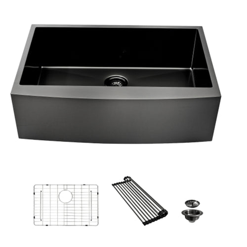 Gunmetal Black Stainless Steel Apron Front Kitchen Sink 33