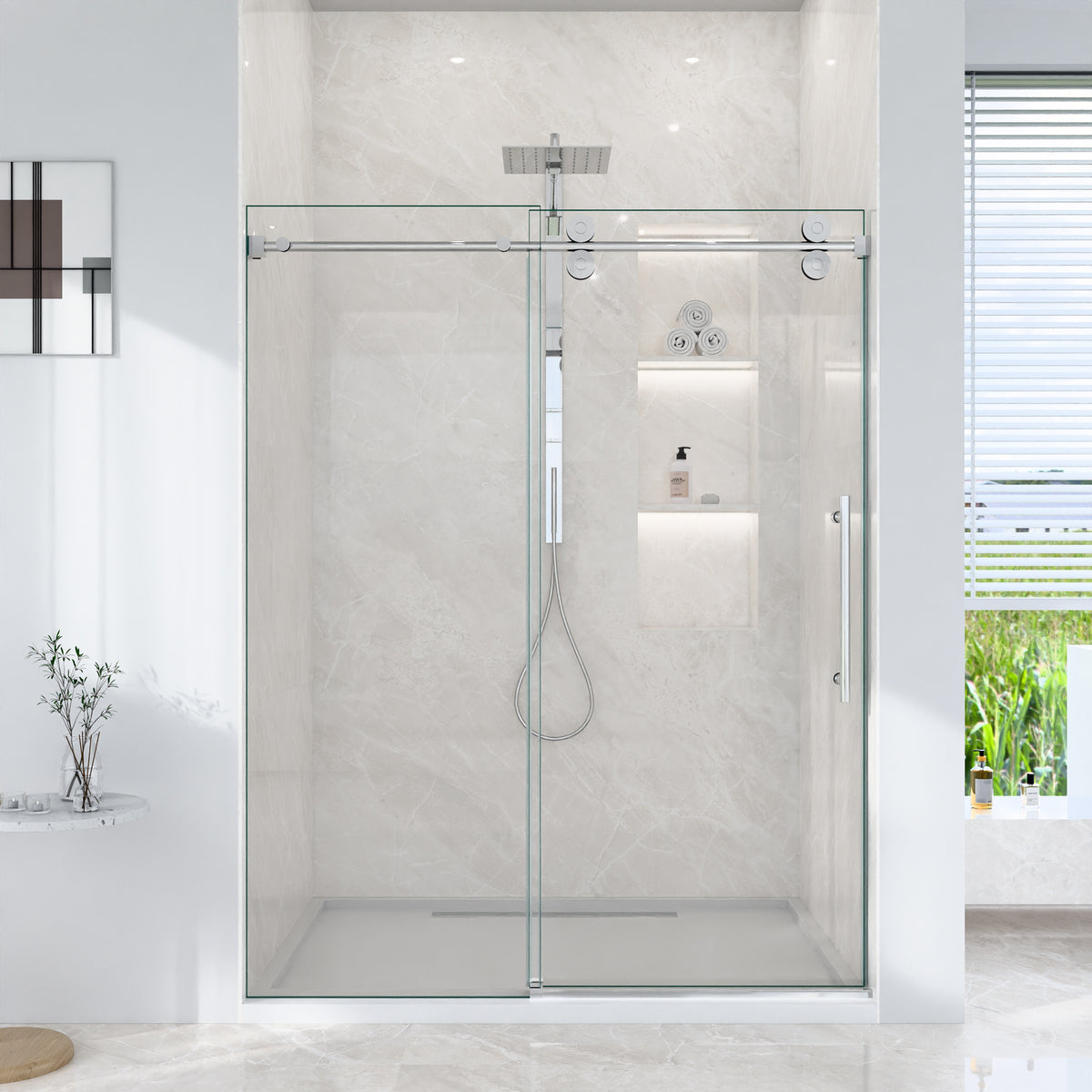 56"-60"W*72" H Frameless Single Sliding Shower Door