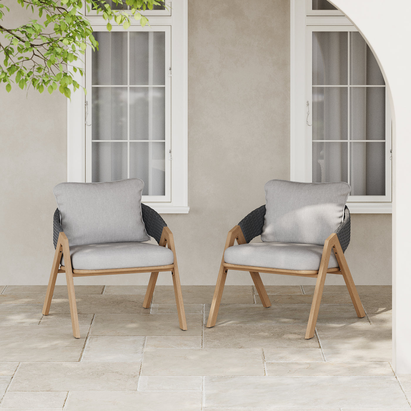 Patio Chair with Cushions (Set of 2)