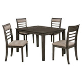 5 Pc Dining Set Weathered Gray Wood Beige Padded Chairs