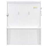Modern White Queen Size Murphy Bed with Desk, LED Lights, and USB Charging Station - MDF & Plywood