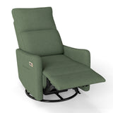 Velvet Recliner Swivel Power Dark Green