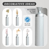 3 Pack Silver Metal Vase Set, Nested Semi-Handcrafted Embossed Vases