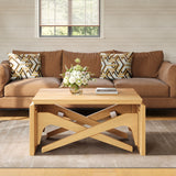 Transformer 2 in 1 Coffee Dining Table Natural Wood Expandable