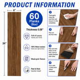 Peel and Stick Vinyl PVC Floor Tile 36x6 inches, 60-Pack 90 Sq.Ft