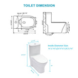 Ceramic One Piece Toilet for Bathroom, 12-inch Rough-In, 1.22/1.6 GPF