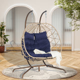 Wicker Outdoor Chair Dark Blue