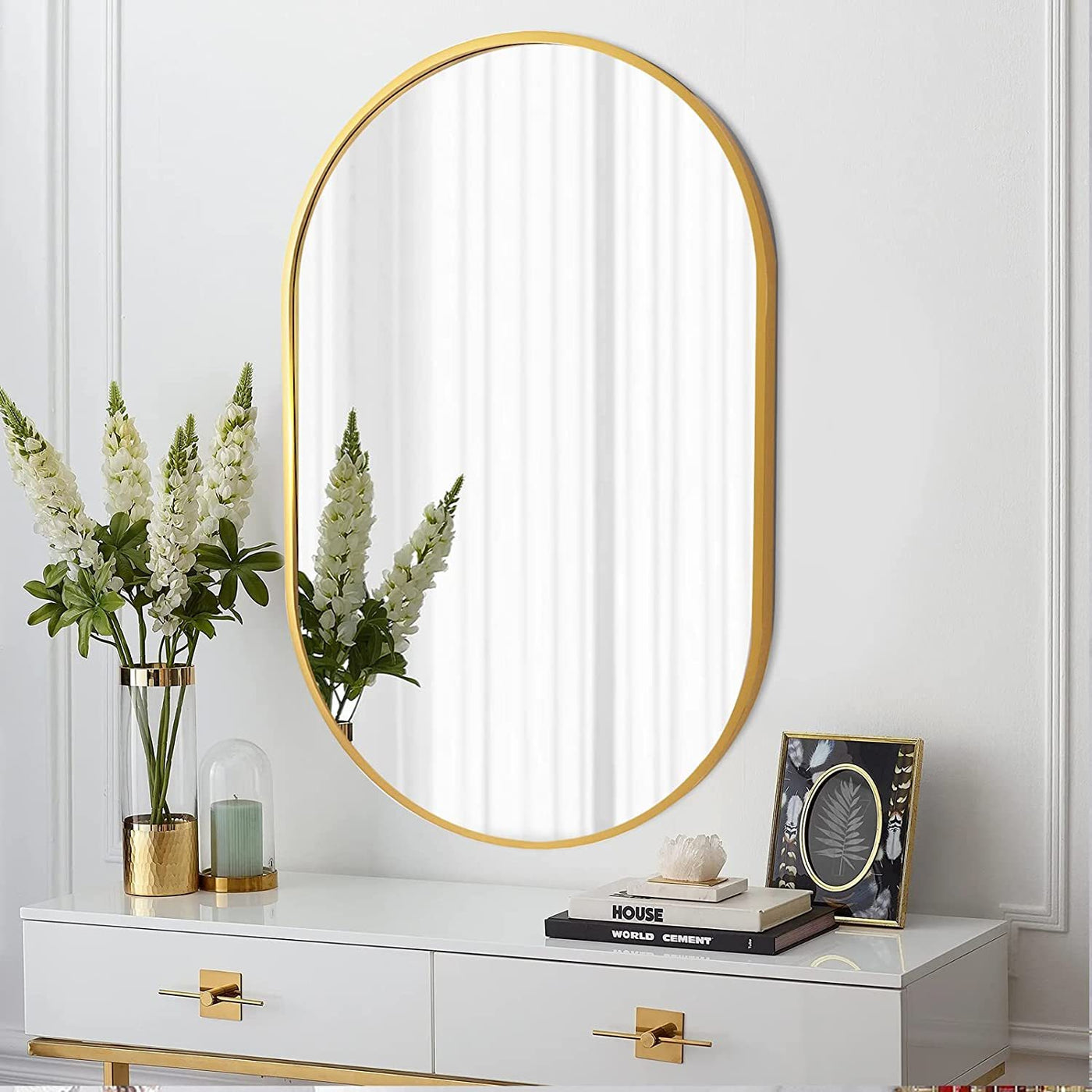 Gold Oval Metal Mirror 20 x 28 Inch