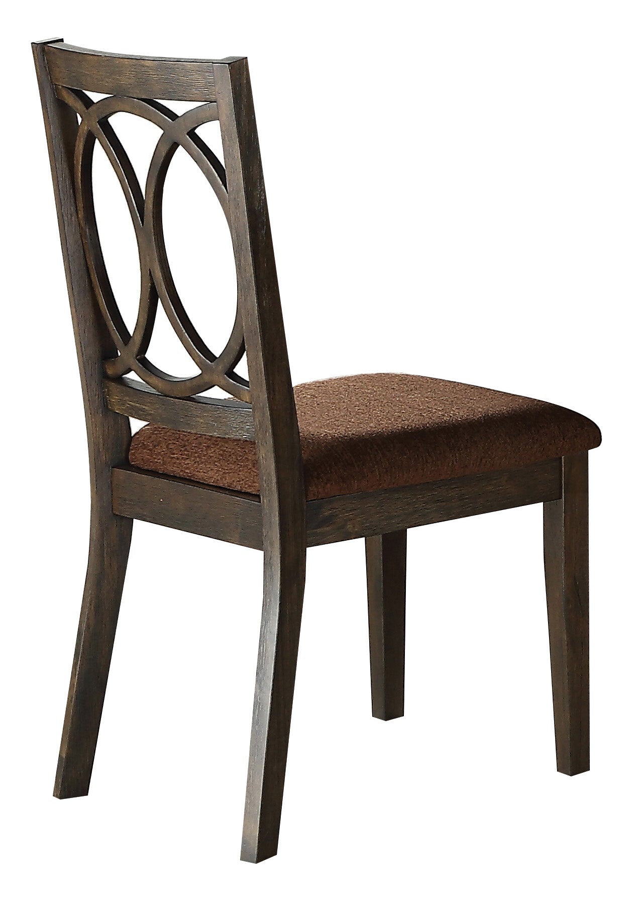 Brown Fabric Espresso Finish Side Chair Set of 2