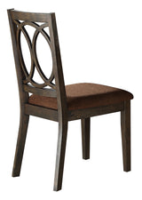 Brown Fabric Espresso Finish Side Chair Set of 2