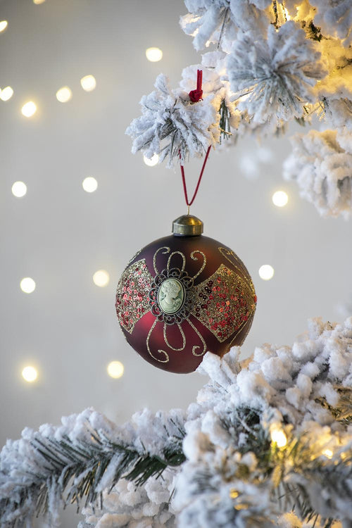 3.9" Glass Christmas Ball Ornaments Set of 6