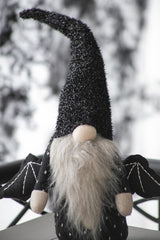 Set of 2, 10x3x15.5' Fabric Black Gnome With Wings Decor, for Halloween Decor