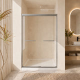 Tempered Glass Aluminum Frame Double Sliding Shower Door 44-48"W x 72"H