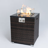 24' Propane Gas Fire Pit Table, 50000 BTU Square Fire Pit, Tile Tabletop with