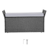 PE Rattan 40 Gallon Outdoor Storage Bench Waterproof Deck Box