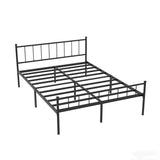 Queen Metal Platform Bed with Headboard Black