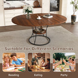 Stone Dining Table Walnut/Black 49"